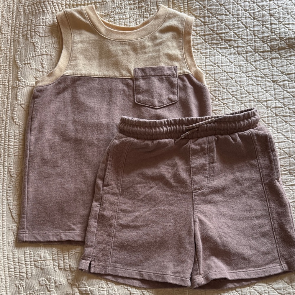 Boys Yellow and Brown Sleeveless Set